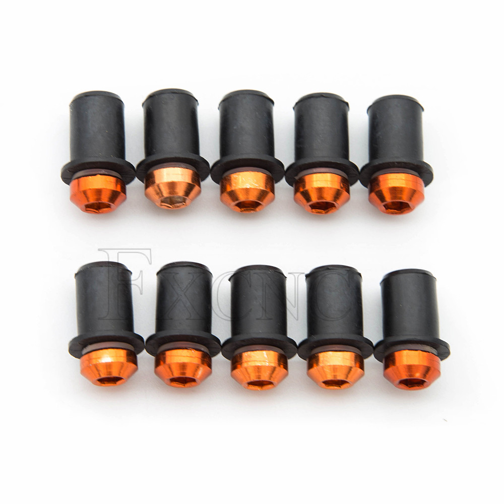 10 Uds. Tuercas universales de goma para motocicleta de 5mm/0,20 pulgadas, carenado de parabrisas, tornillos de aluminio anodizado para Moto: Caqui