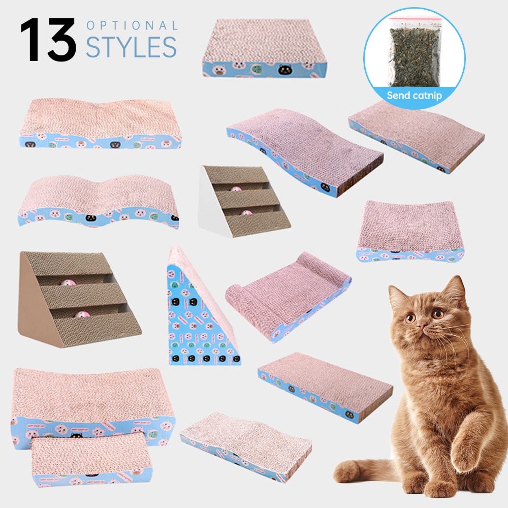 Corrugated Cat Scratch Board Pad Grinding Nails Interactive Protecting Furniture Cat Toy Large Size Cat Scratcher Toy Cardboard