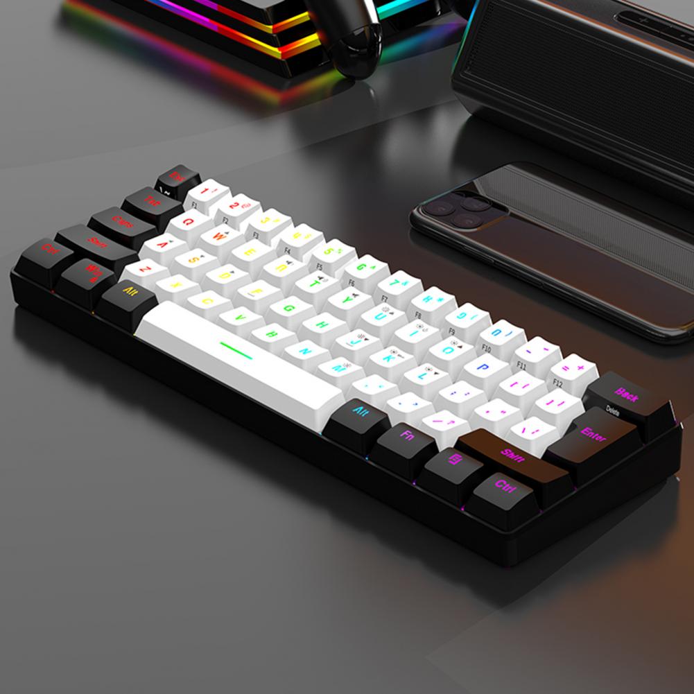 Wired Gaming Keyboard RGB Light 61 Keys Compact Lightweight Computer Keyboard