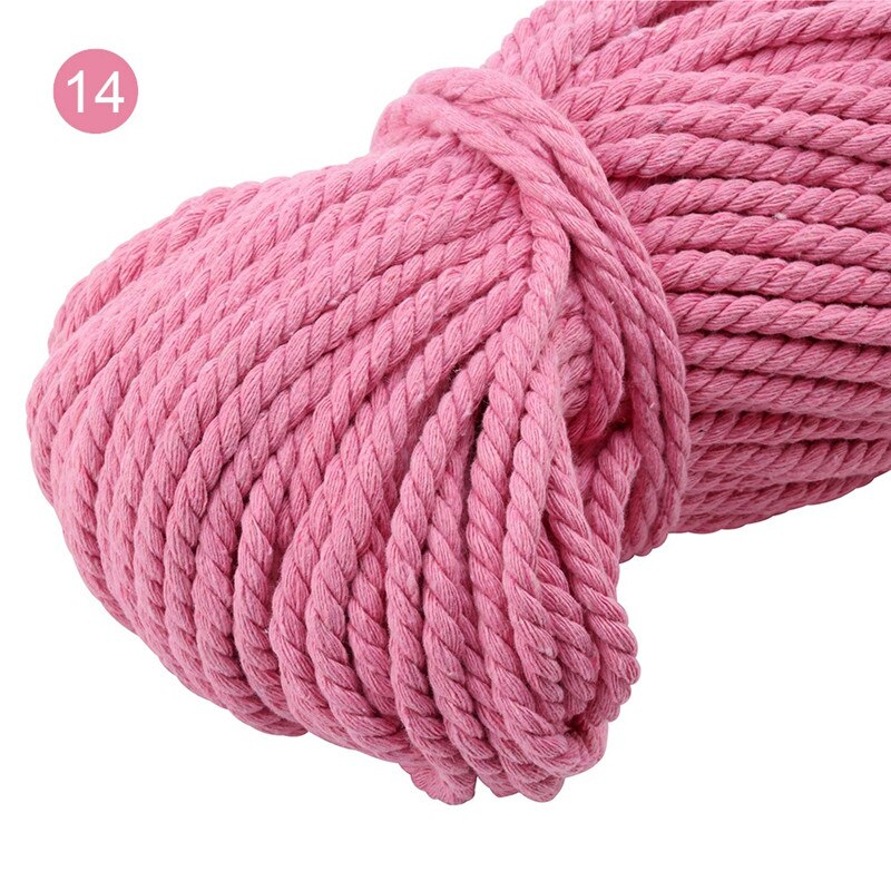 100% Katoen 3 Aandelen Twisted Katoenen Koorden 5Mm Diy Craft Decoratie Touw Katoenen Koord Voor Tas Trekkoord Riem 15 kleuren: color 14