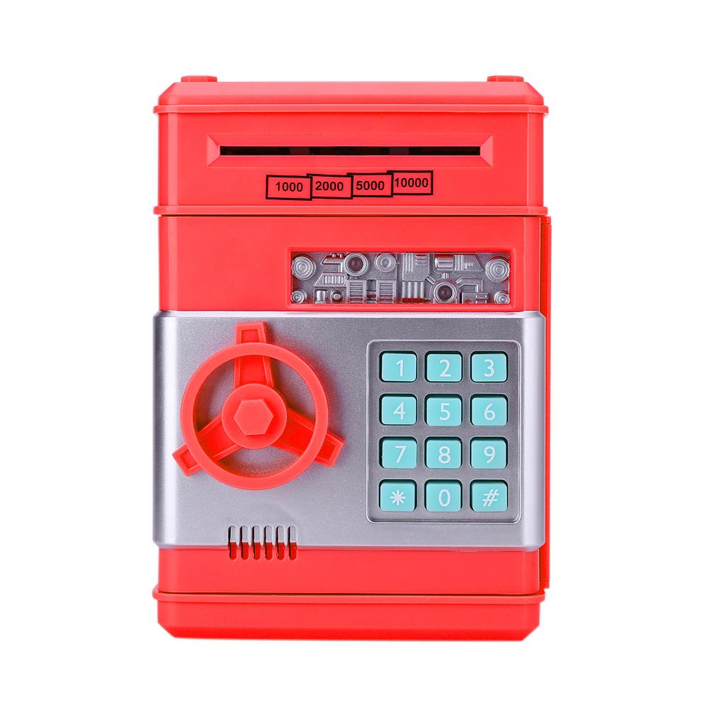 Kinderen Spaarpot Creatieve Elektronische Code Lock Smart Kinderen Automatische Tellen Veilig Cash Coin Automatische Storting Machine: Rood