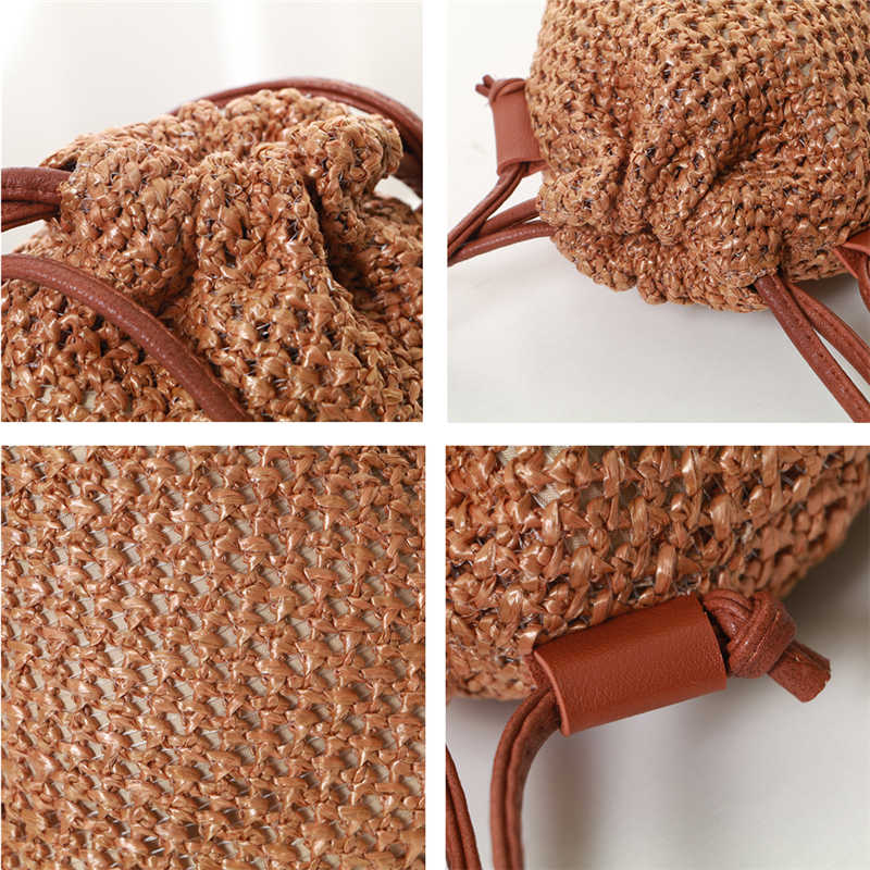 Messenger taske sommer halmvævet taske beach style crossbody taske skuldertaske