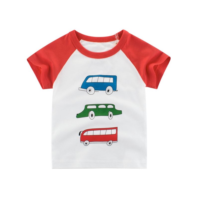 Zomer Koreaanse Stijl Baby Jongens Mode Korte Mouwen Cartoon Patroon Tops Tee Puur Katoen T Shirts Kleding Voor kinderen