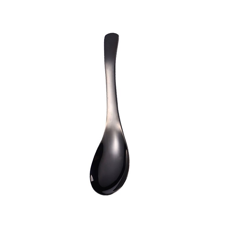 Stainless Steel Spoon Stir Bar Ice Spoon Highly Large Gold Rice Soup Kids Dessert Spoon Kitchen Dinner Tableware: Black