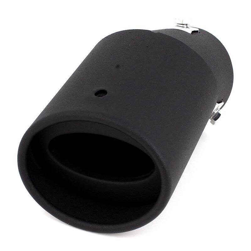 -60mm Oval Curved Tip Exhaust Silencer Rear Tube Black