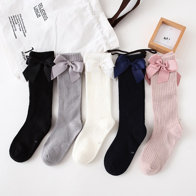 Schattige strik kindersokken herfst winter warme baby meisjes kniekousen effen kleur zachte kinderen peuter meisjes lange sokken