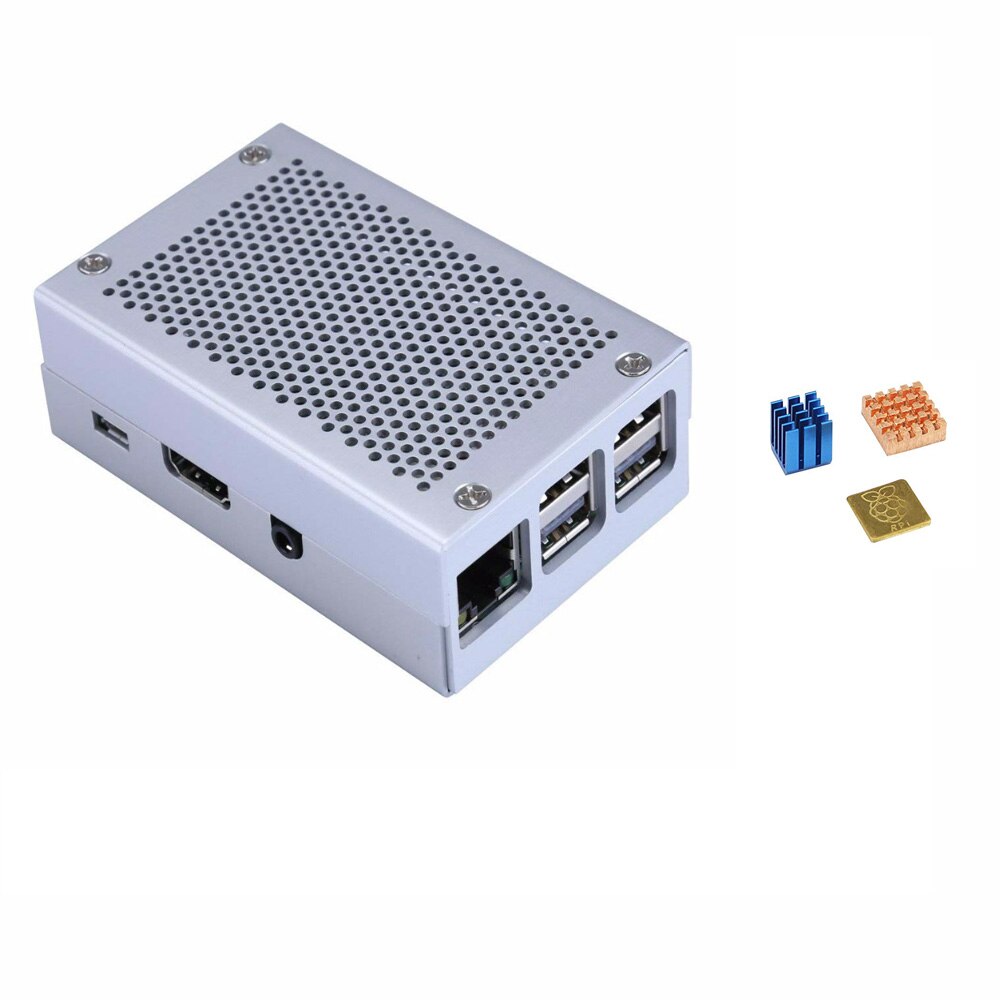 For Raspberry Pi 3 Case Black Aluminum Enclosure Case With 5V/2.5A Power Supply With Heat Sink Metal Cas Kit: Green