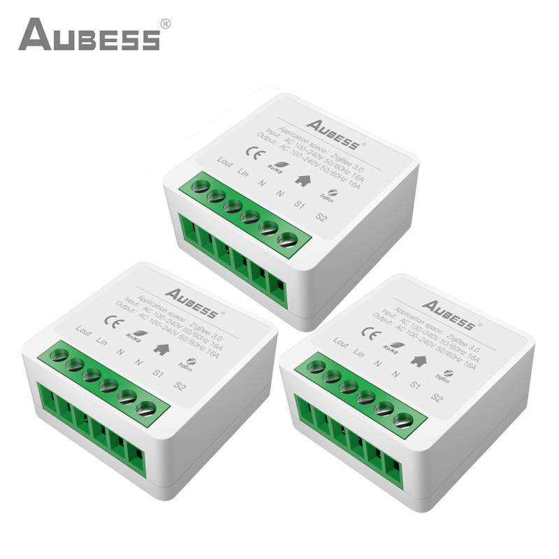 Aubess zigbee 3,0 tuya smart light switch smart home automation diy module breaker supports 2 -way control works with alexa google: 3 pieces