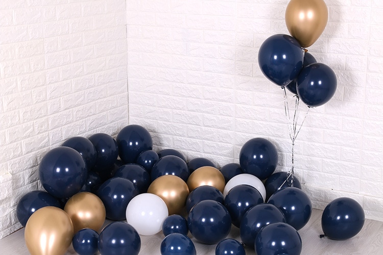 100PCS 12 Inch 3.2 Gram Ster Blauwe Inkt Blauwe ballonnen Mat zwart blauw Latex Ballon Verjaardagsfeestje Bruiloft Ballon wanddecoratie