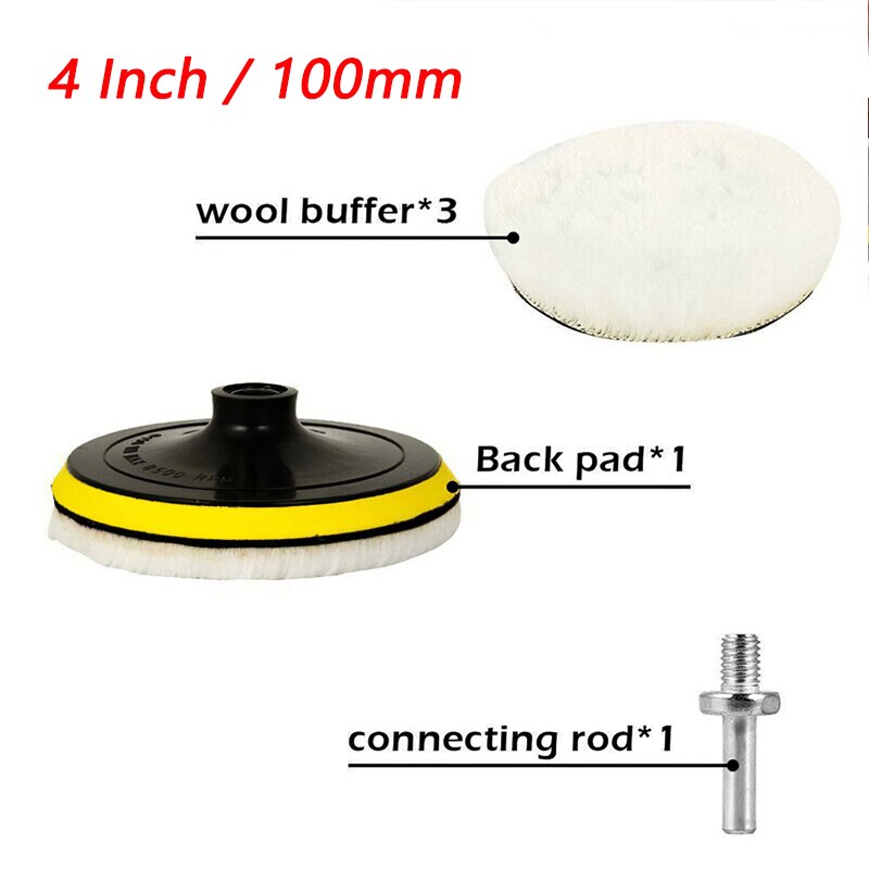 5Pcs Car Polishing Kit Self-Adhesive Buffing Waxing Sponge Wool Wheel Polish Pad for Car Polisher Drill Adapter Detail Cleaning: 4 inch