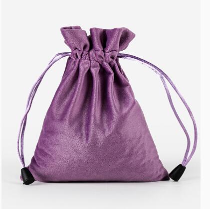 20 Stks/partij 9X12Cm Zwart/Paars/Bruin/Grijs/Groen Fluwelen Koord Pouch Verpakking Zakken: Purple 9x12cm