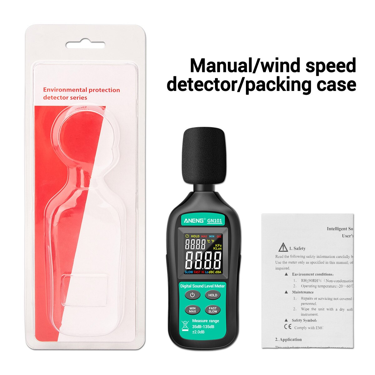 ANENG Digital Noise Meter 35db-135db Decibel Meter LCD Display Sound Level Meter High-precision Sound Decibel Monitor