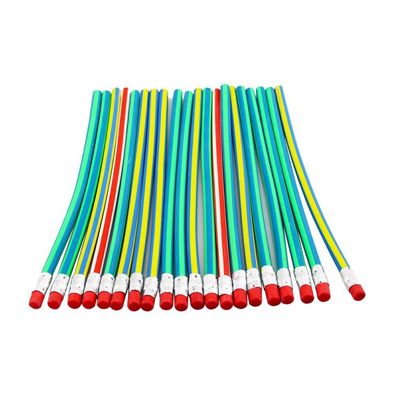 10 Stuks Buigbare Potlood Baby Kids Meisjes Jongens Kleurrijke Magic Bendy Flexibele Zacht Potlood Met Gum Kerst Verjaardag Schrijven