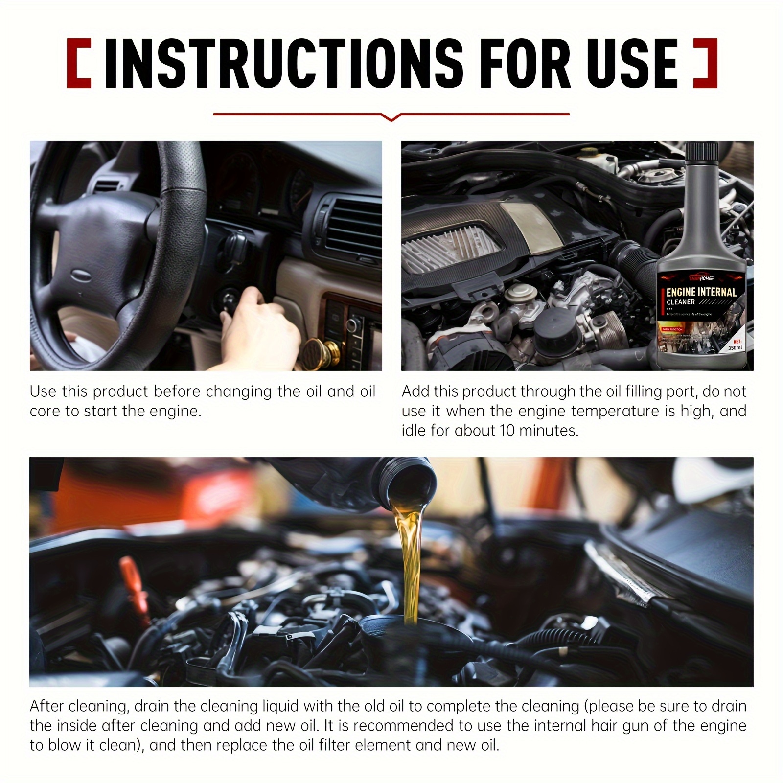 350ml car engine cleaner, exhaust gas catalytic removal of carbon deposits inside the engine, easy to clean the car!