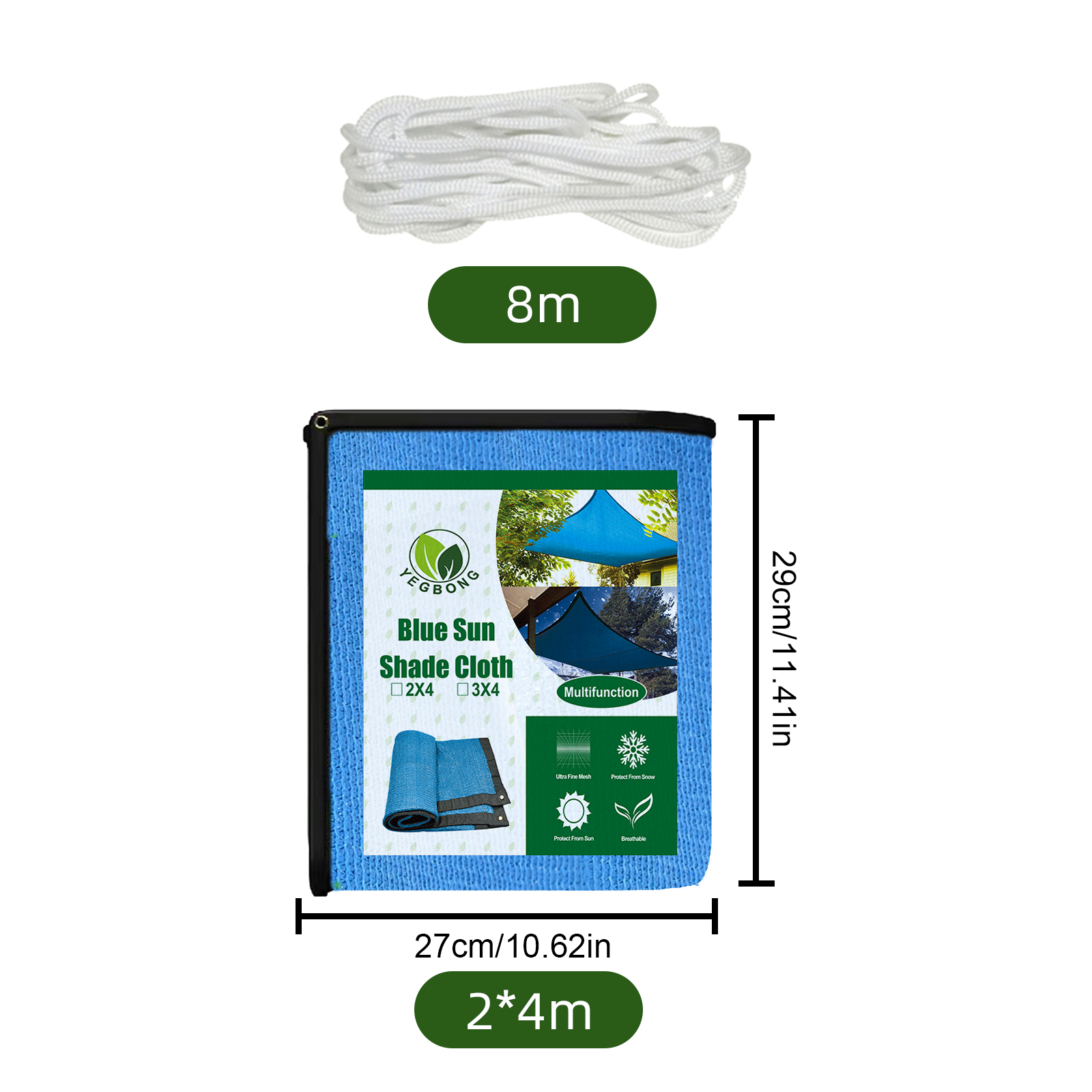 2x3m 3x4m Canopy Awning for Patio Garden Anti-UV Screen Plant Greenhouse Cover Sunblock Shading Cloth Net Sun Shade Sail: Blue 2x4m