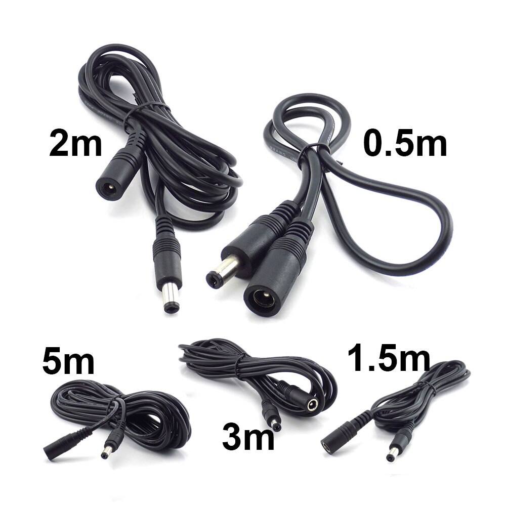 12V DC Power Supply Cable Extension Cord Female to Male 5.5mmx2.1mm Plug Adapter For CCTV Camera LED Light Strip