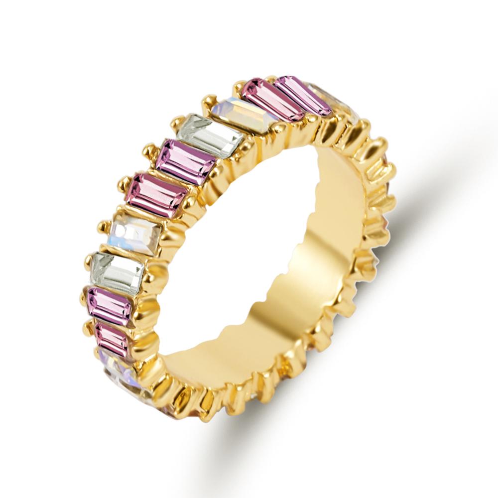 1pc banhado a ouro liga retângulo colorido strass torção dedo anel para namorada amante moda jóias presente: RI20Y0017