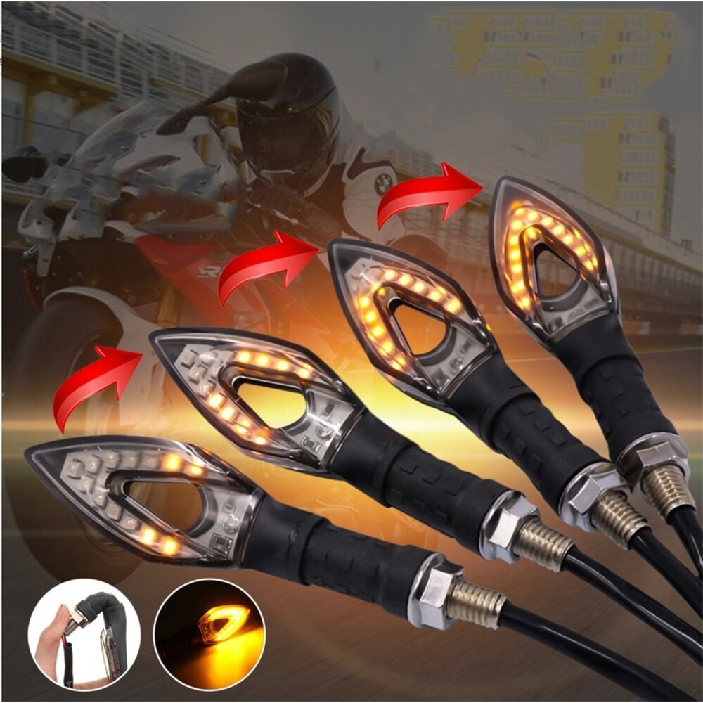 2 stuks universele knipperende led-knipperlichten voor motorfietsen met stromend water en amberkleurige led-knipperlichten voor motorfietsen