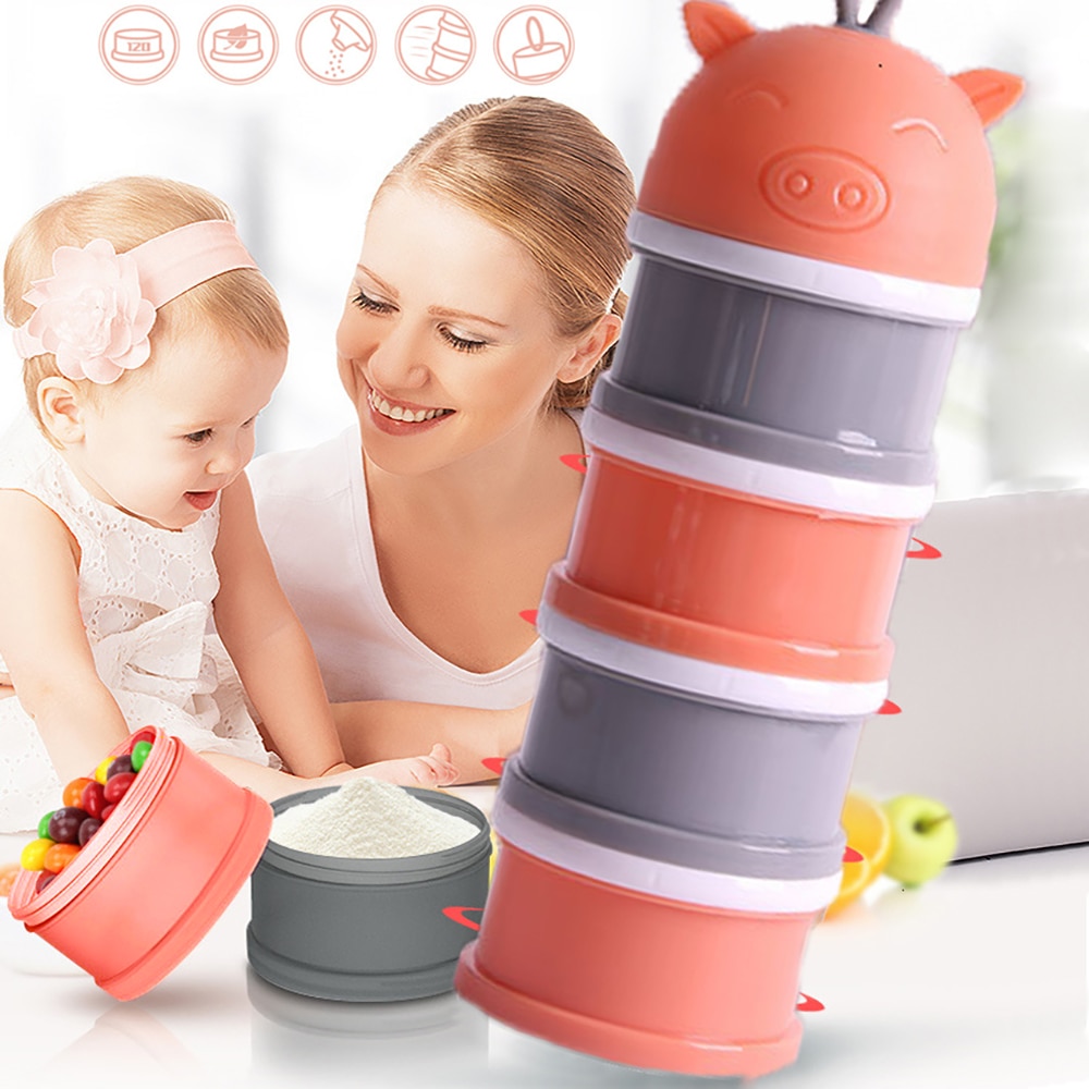 3/4 Lagen Pp Siliconen Babyvoeding Opslag Voedsel Snack Melkpoeder Dozen Peuter Kids Portable Eten Melk Container Doos