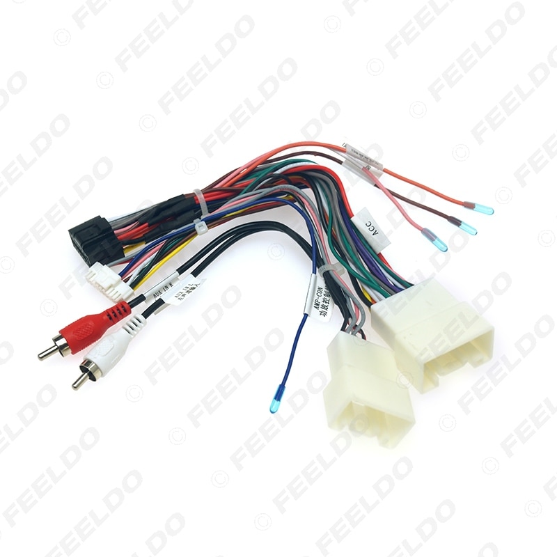 FEELDO Car 16pin Audio Wiring Harness With Canbus Box For Mitsubishi Outlander Pajero Stereo Installation Wire Adapter