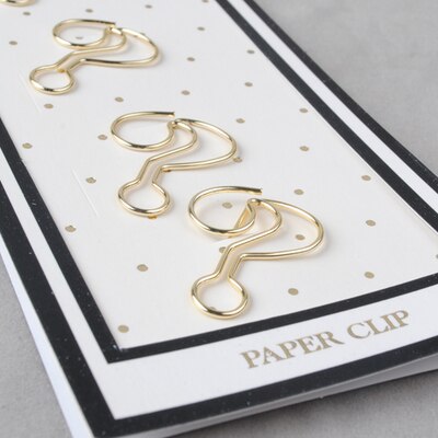 Trombone doré avec épingle, trombone en métal, marque-pages, rangement, accessoires de bureau, marque-pages avec nœud rose doré, joli nœud, trombones: 3