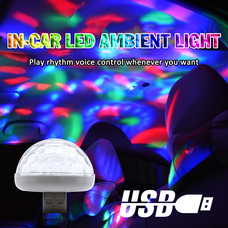 Automotive Ornamenten Voertuig Mini USB RGB LED Disco Podium Verlichting Bal DJ Crystal Magic Light Party Auto Interieur Accessoires