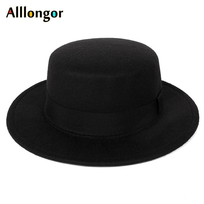 Outono 2020 inverno feminino chapeu lã fedora chapéu masculino borda larga jazz chapéu cinto bonés bowler chapéus de feltro cloche preto vermelho: color 6-black