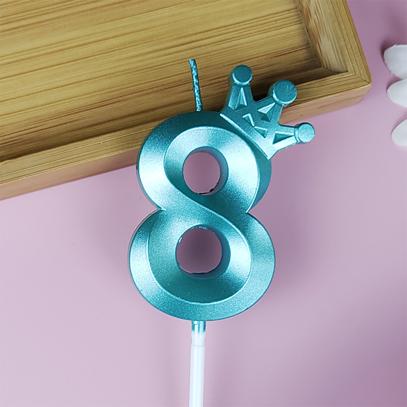 Tiffany Blue Cake Number 0-9 Candle Crown Birthday Boy Prince Party Celebration Birthday Cake Decoration: DARK GRAY