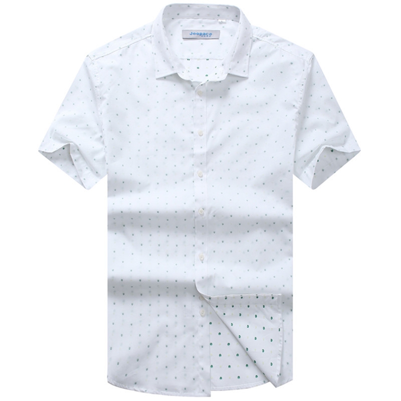 Smart Casual Solid Plain Ingericht Mannen Shirt Polka Dot Mode Jurk Shirt Korte Mouw Zomer Camisa Masculina: Marineblauw / 190