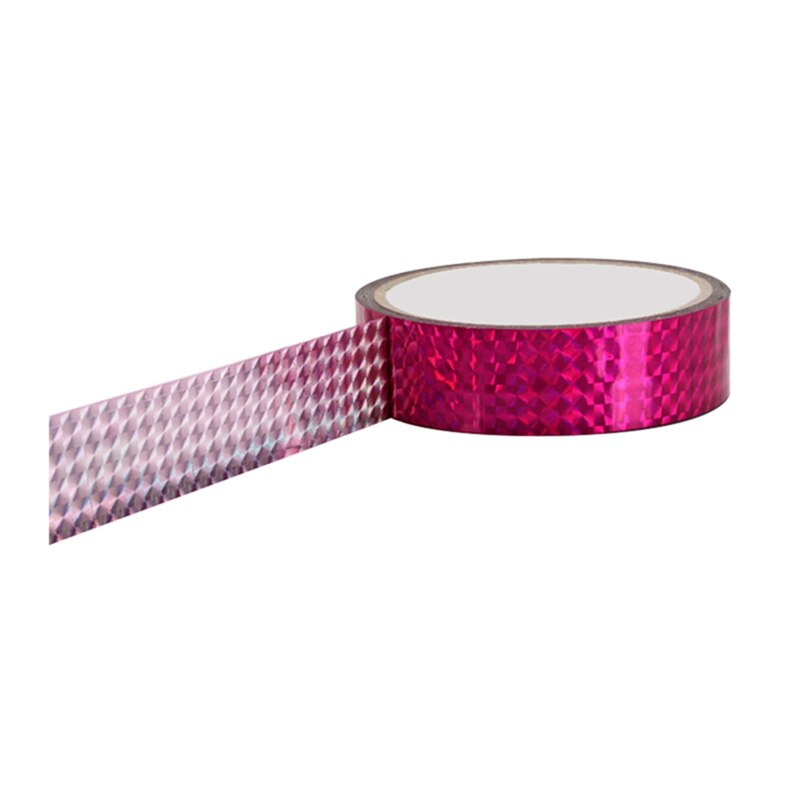 Gør-det-selv foto tapelaser tape rytmisk gymnastik dekoration holografiske bånd prismatiske glitter tape kunstneriske bøjler stick 15 mmx 30m: Rosenrød