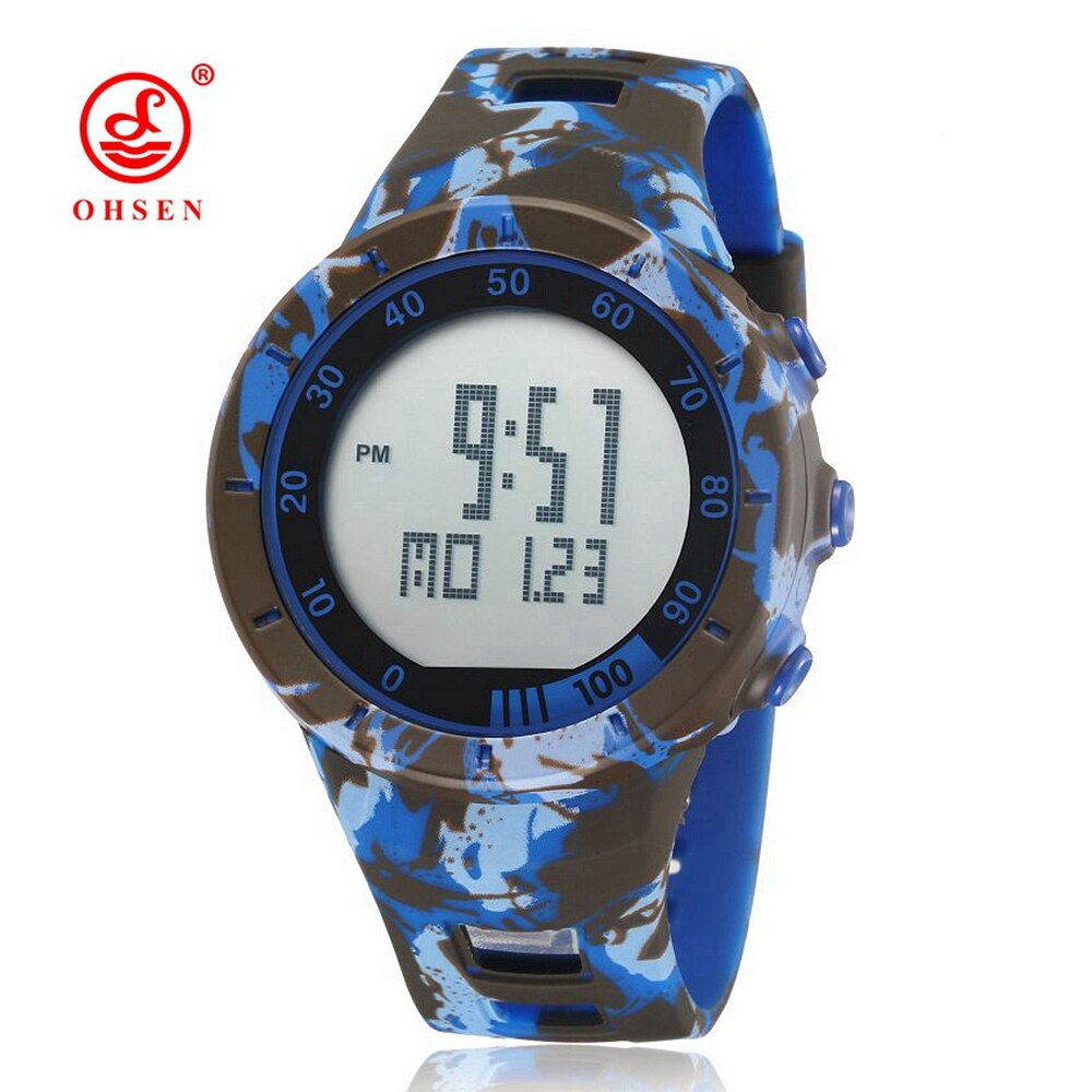 Ohsen Digitale Horloges Waterdichte Rode Mode Elektronische Led Dames Horloge Paar Horloge Voor Vrouwen Mannen Minnaar Sport Horloges: Camouflage Blue