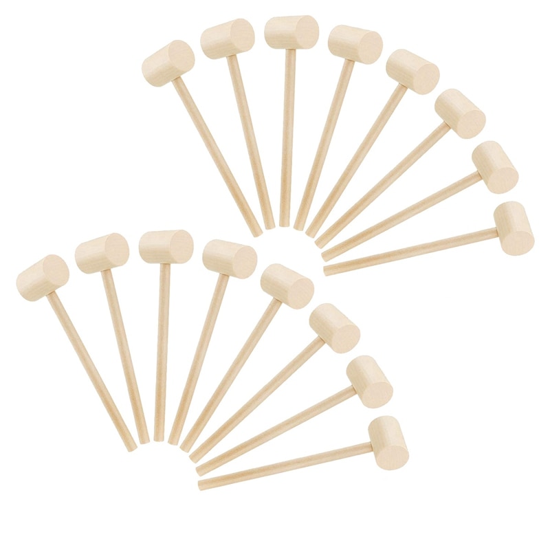 16 Pieces Wooden Crab Lobster Mallets Seafood Shellfish Crab Mallet Solid Hardwood Crab Hammer for Cracking Seafood Tool