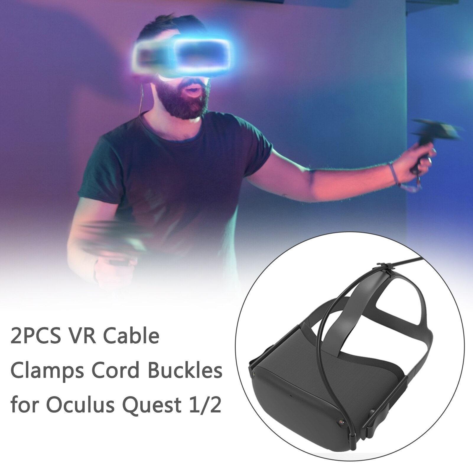 2 pezzi VR morsetti per cavi fibbie per cavi per Oculus Quest 1/2 Design del morsetto per cavi e fibbia per lisciare il filo metallico