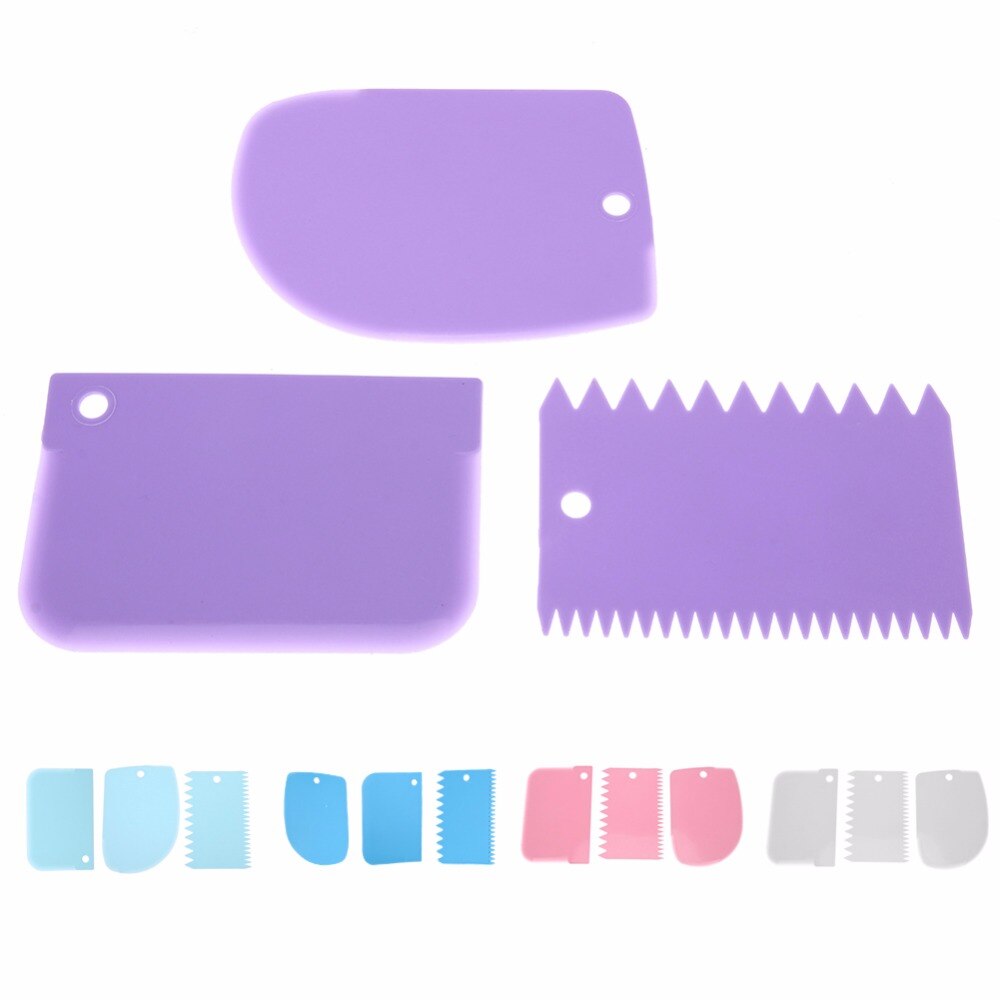 3 sztuk z tworzywa sztucznego ciasta lukier pomada cukiernicza skrobak ciasto krawędź dekorowanie narzędzia robić pieczenia ciasta gładkie krawędzi... 5 kolorów