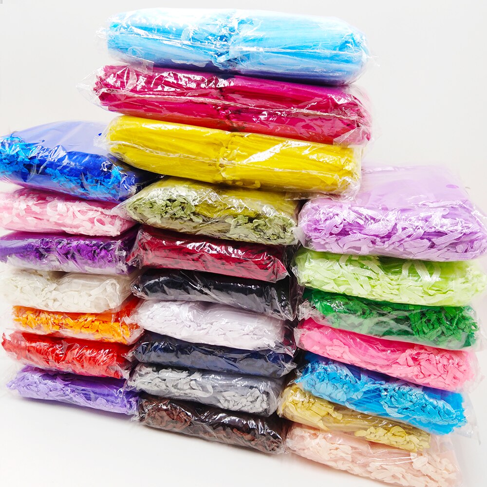 100pcs/lot 5x7 7x9 9x12CM Organza Bags Wedding Party Christmas Decoration Drawstring Bag Pouch Jewelry Packaging Bags