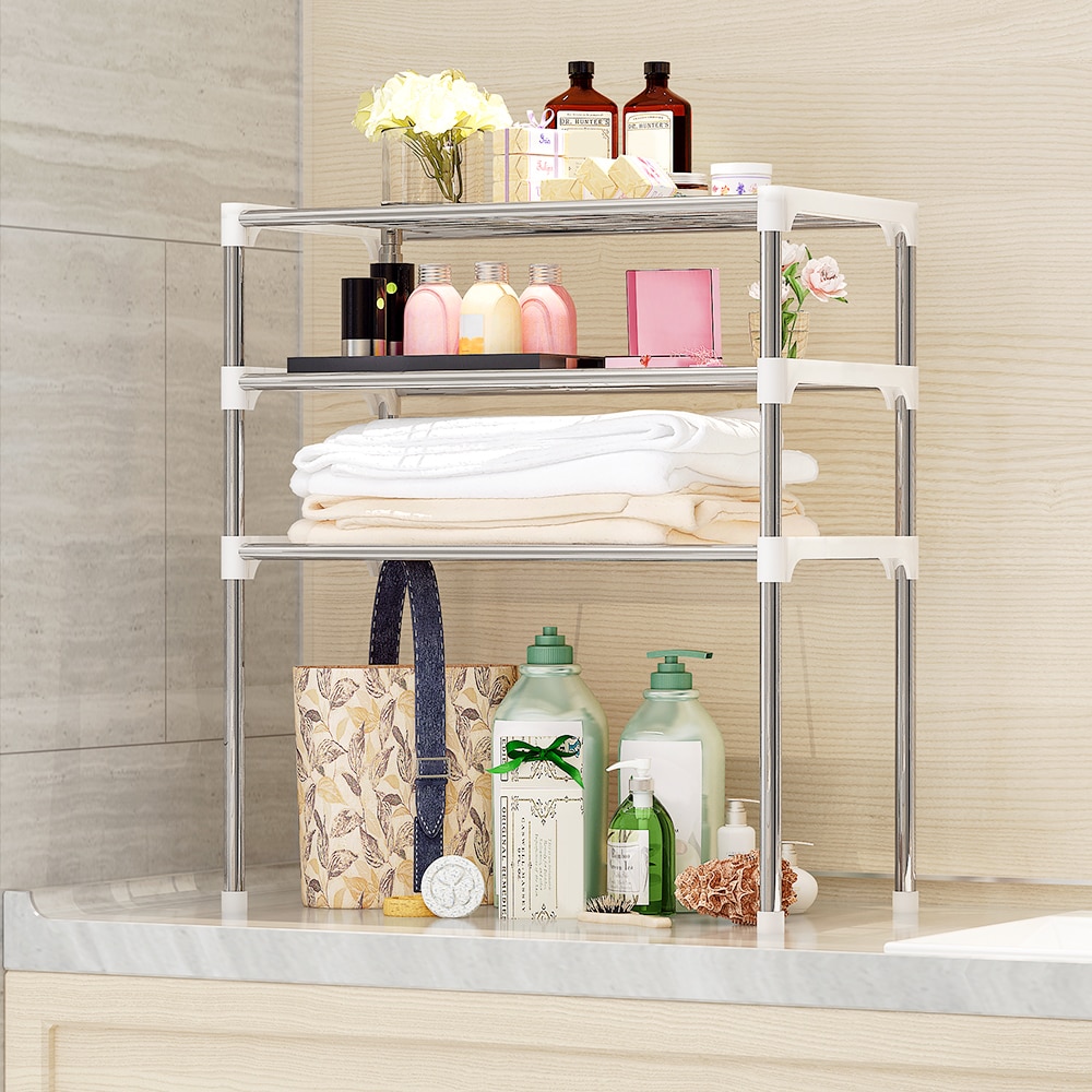 2-Tier/3-Tier Microwave Shelf Rack Kitchen Shelf Spice Organizer Kitchen Storage Rack Bathroom Organizer Shelf Book Shoes Shelve