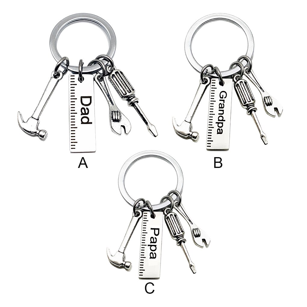 Dad Keychain Stainless Steel Alloy Screwdriver Keyring DIY Wrench Key Ring Decor Hanging Pendant Father's Day