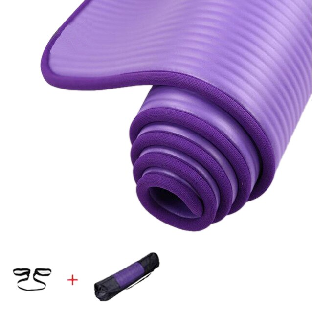 Yoga Mat 10mm Thick Non-Slip NBR Fitness Pilates Exercise Mat - 183x61cm: Purple
