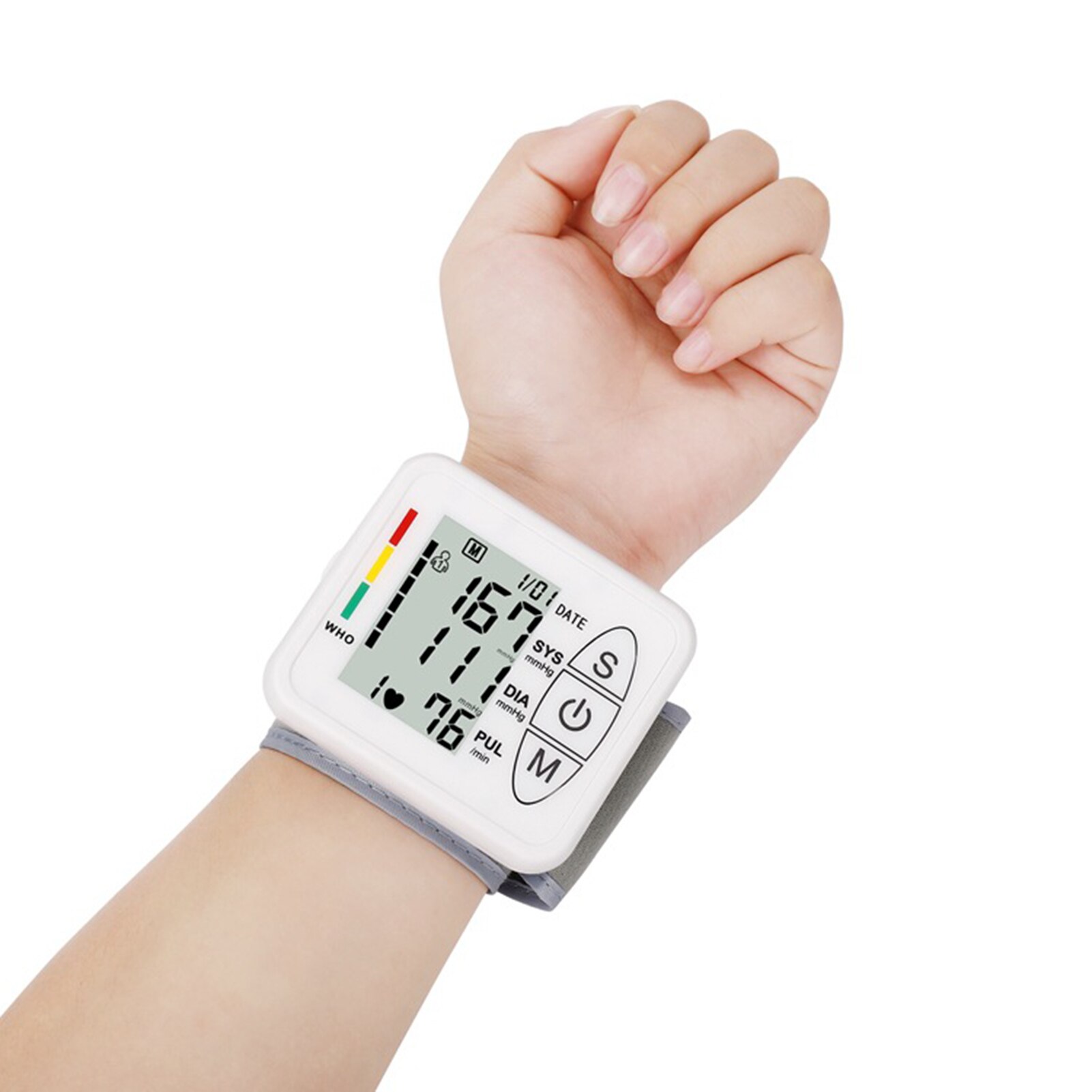 Digital Blood Pressure Monitor Heart Rate Pulse Tonometer Meter LCD Display Portable &amp; Household Arm Band Type Accurate Reading