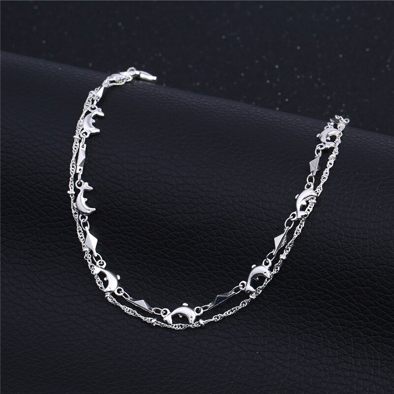 Bracelets de cheville en argent Sterling 925 pour femmes, bijoux mignons en forme de dauphin, de noël, tendance, NB120