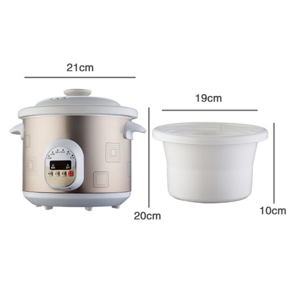 DMWD Microcomputer Control 1.5L Electric Stew Pot 5 Menu Ceramics Electric Slow Cooker Porridge Pot 9 H Appointment 220V