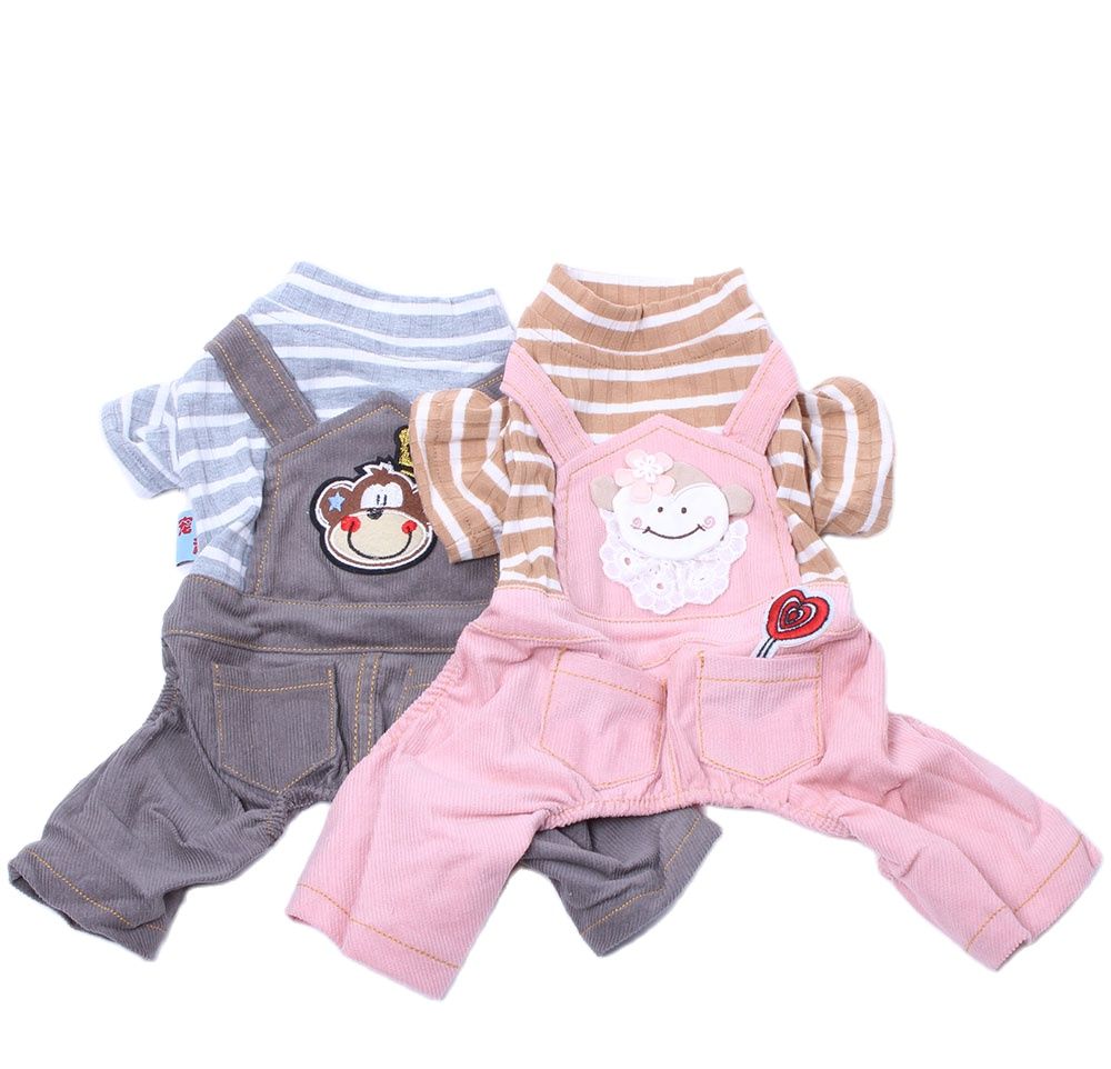 Mono a rayas para perro y mascota, vestido con de mono, cachorro de gato para peleles, pantalones de camisa, ropa Apperal para Primavera/otoño