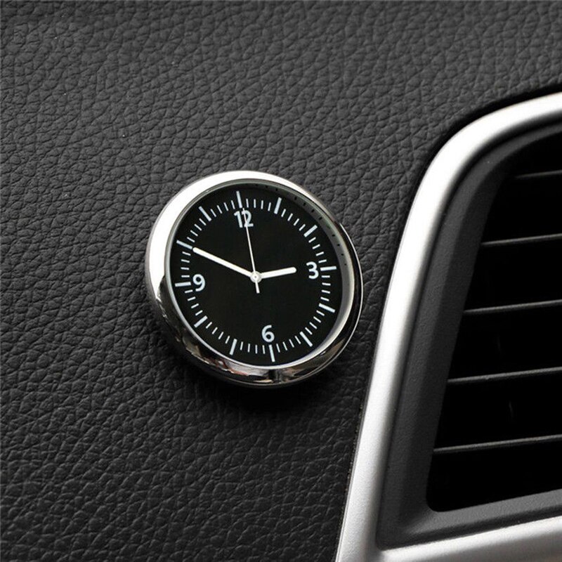 Mini Car Boat Quartz Watch Stick-On Clock Decorative Luminous Analog Pocket Watch Clock Easy Read Car Ornament: Black B