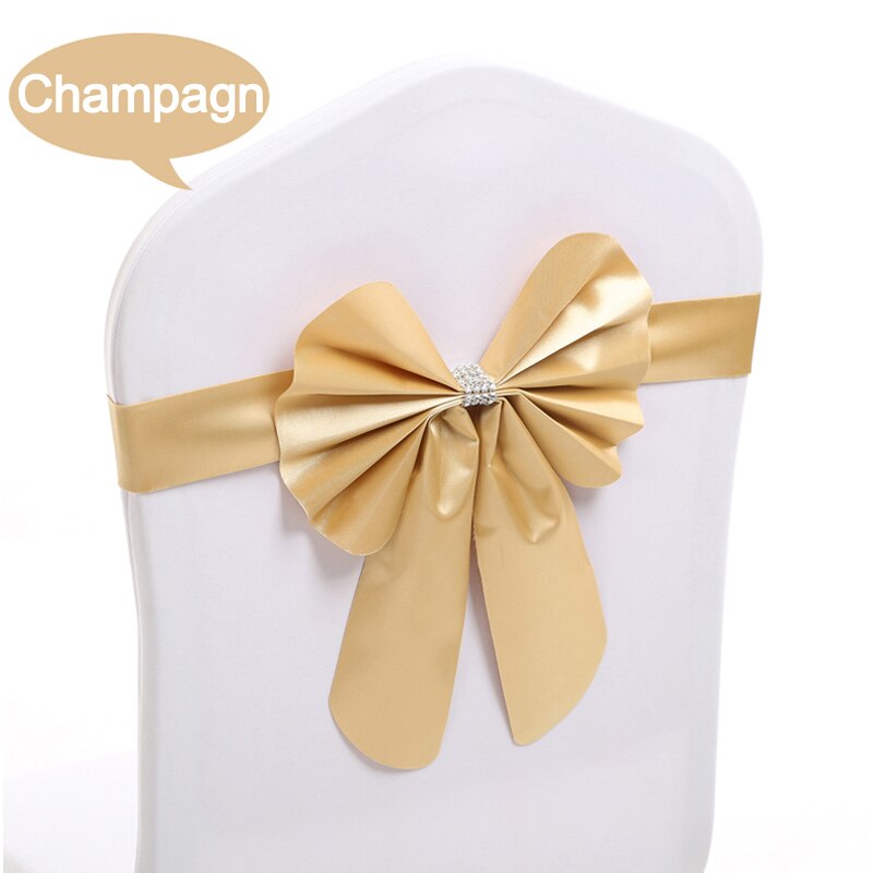 1 Stks/partij Stoel Cover Elastische Stoel Cover Stoel Terug Bloemen Boog Decoratie Hotel Bruiloft Stoel Terug: Champagne