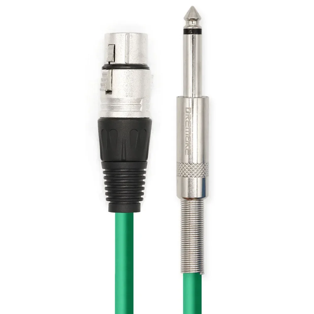 Cable de micrófono , Conector Mono macho de 6,35mm (1/4 ") a 3 pines XLR, Cable de conexión hembra para amplificador de graves de altavoz: green / 2 m