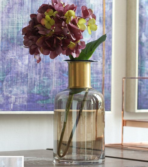 Gjennomsiktig og lys nordisk gjennomsiktig brun kobberring vase dekorasjon stue blomst blomst: E