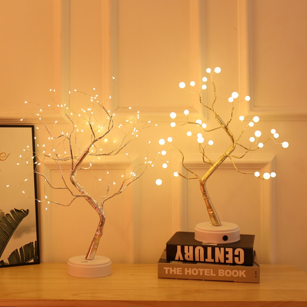 36/108 lysdioder nat lys bonsai træ lys gypsophila lys hjemme fest bryllup indendørs dekoration nat lys