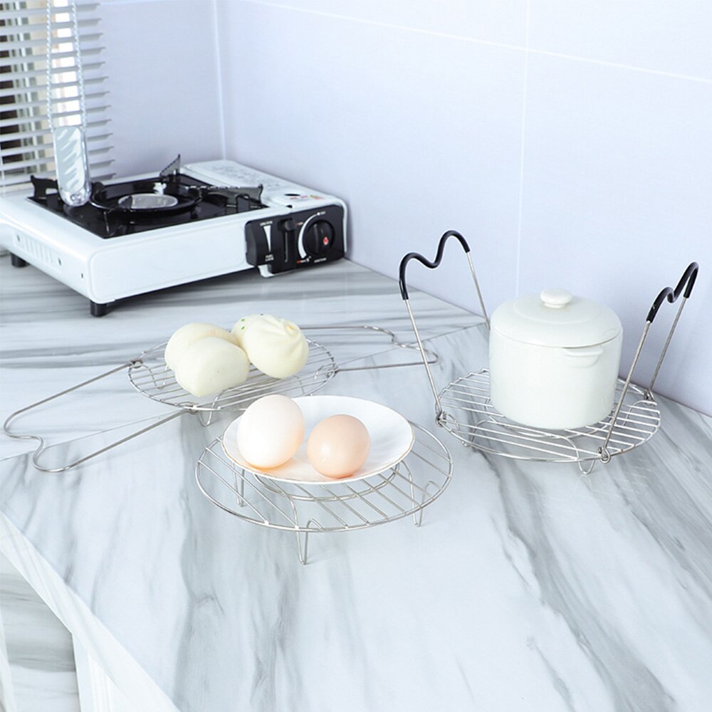 Siliconen Handvat Koken Keuken Roestvrij Staal Kookgerei Opslag Eieren Stoomboot Rack Accessoires Thuis Tool Mand Stand