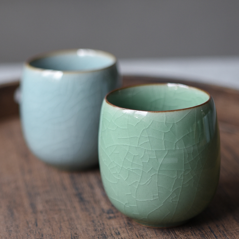 CHANSHOVA 250ml Solid Color Traditional Chinese Style Celadon Crackle Ceramic Teacup China Porcelain Small Coffee Tea Cups H318