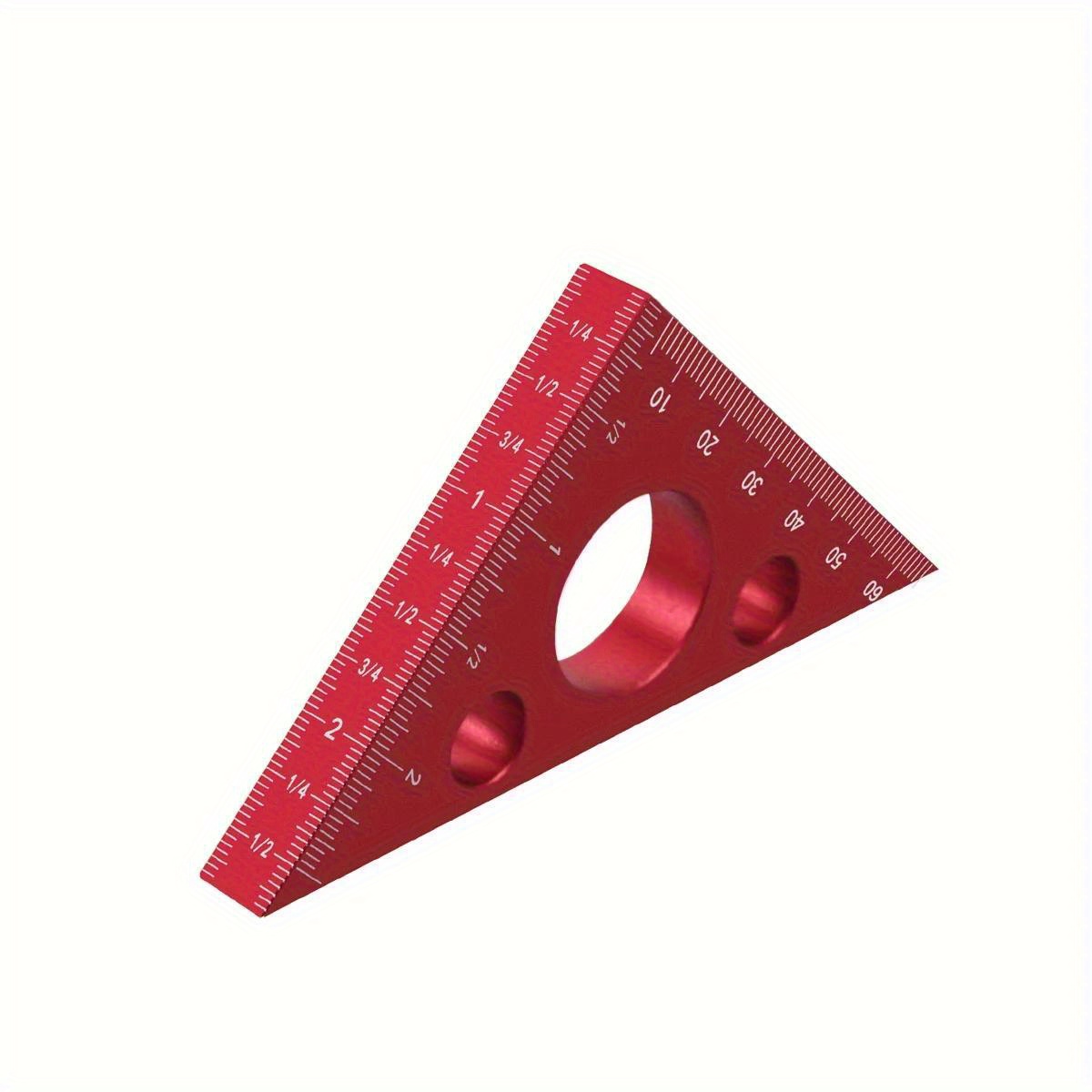 Aluminum Esquadro Ruler, 45/90 Degree Frosted Right Angle Gauge, Triangle Ruler with Both Imperial and Metric Scales: Red